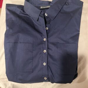 New York & Company Dark Blue Casual Shirt